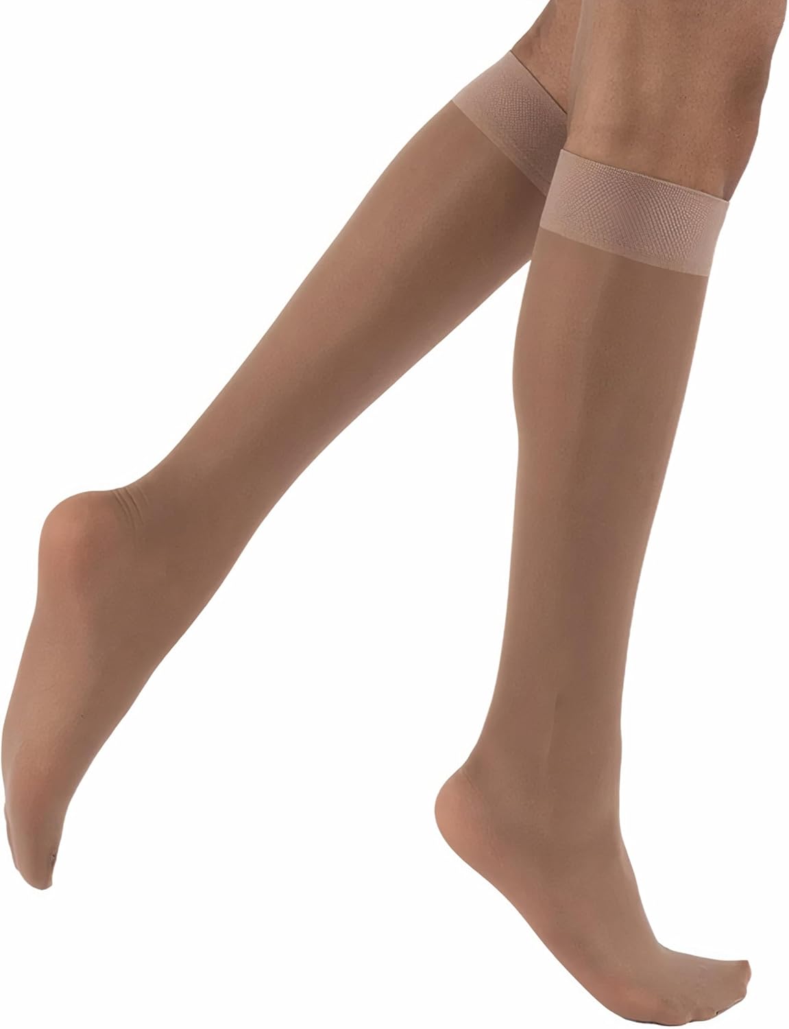 Juzo Naturally Sheer 20-30 mmHg Compression Stockings, Knee High, Closed Toe | Compression Socks for Women/ Men for Tired, Aching or Swollen Legs, Moderate Varicosities | Beige, Small (II)