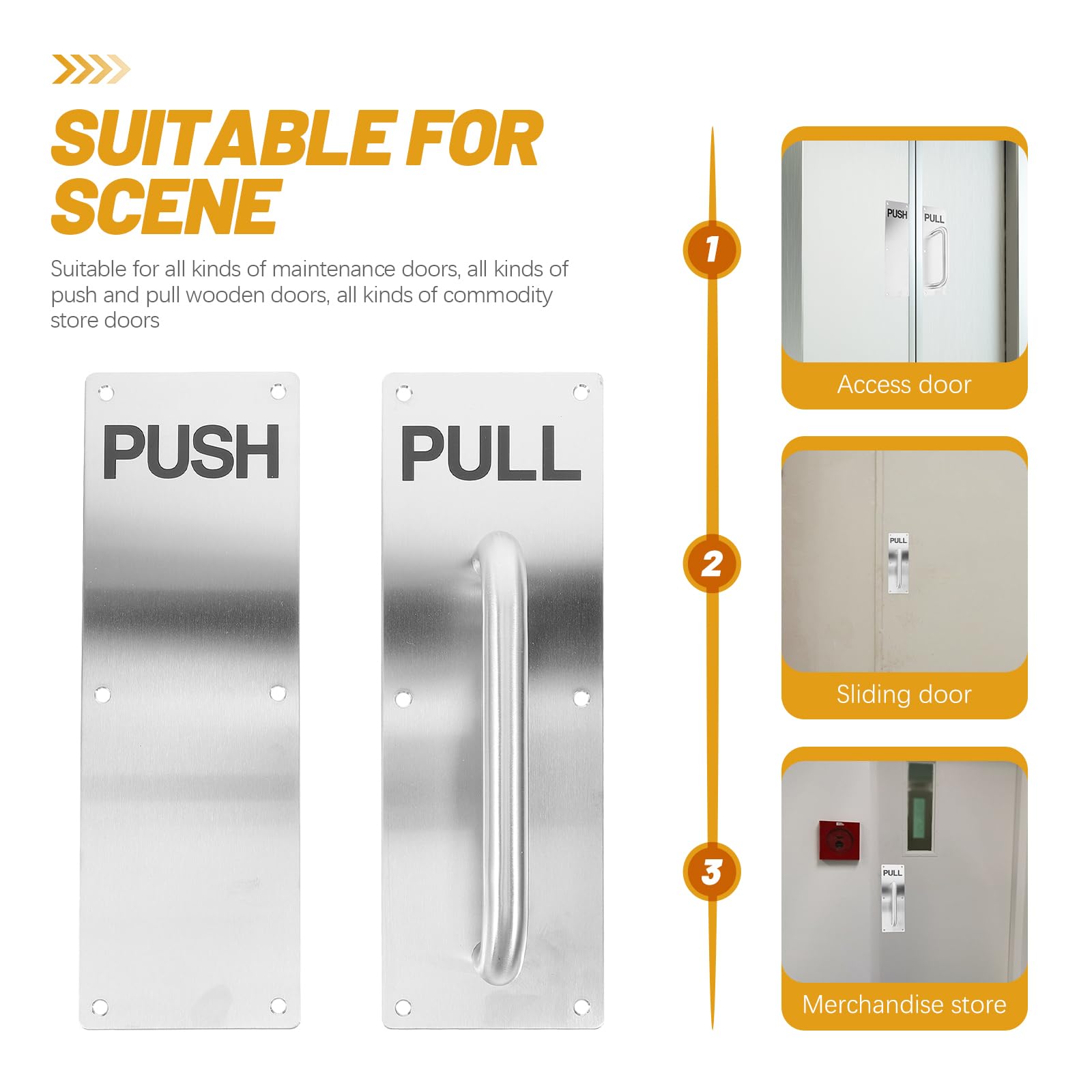 DOITOOL Manija De Puerta Comercial De Acero Inoxidable Push Pull Con Placa De Empuje Para Puertas Interiores Y Almacén 11.81X3.93X2.55In