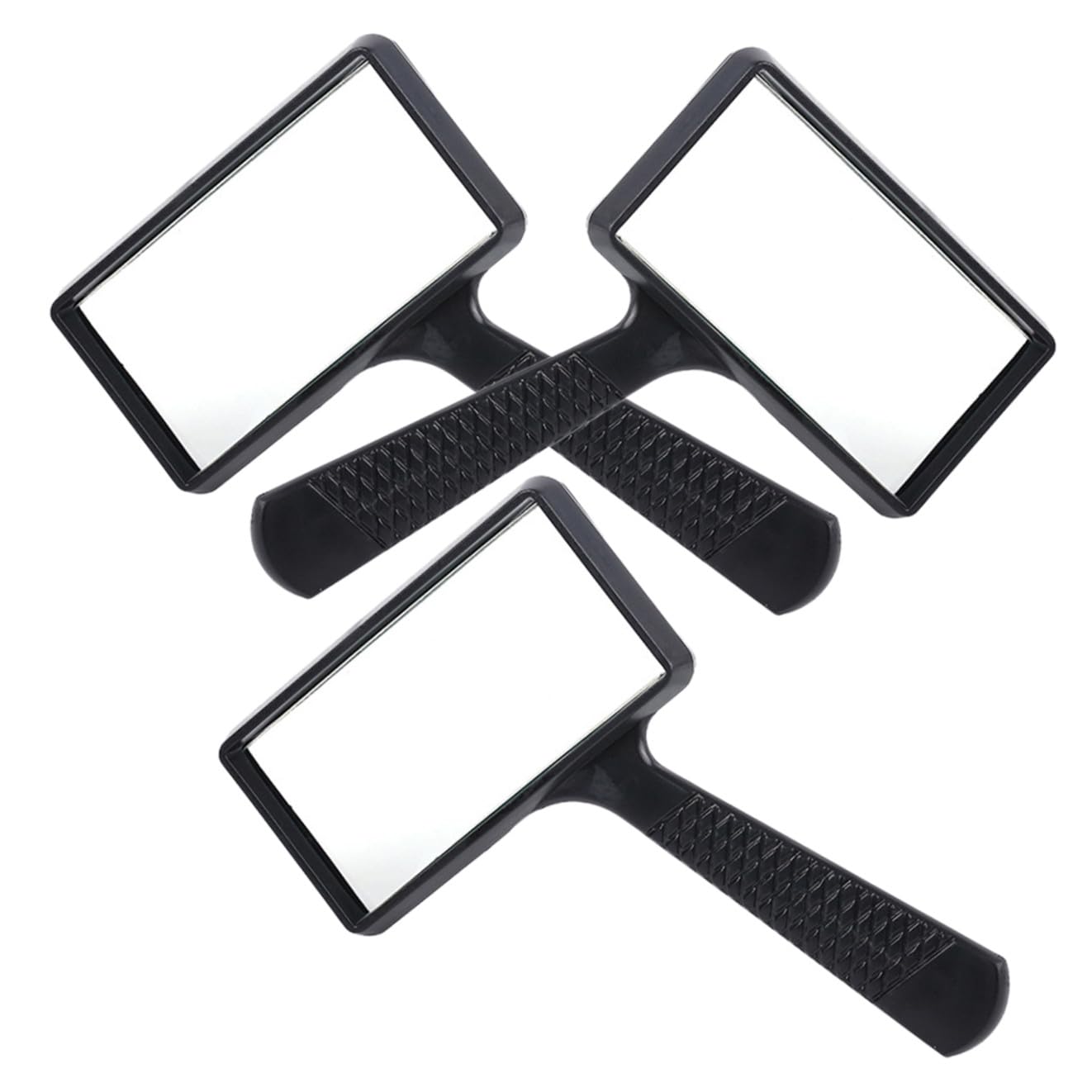 HEMOTON 3pcs Handheld Magnifying Glasses Rectangle Reading Magnifier 10x Black, Glass Lens, 19.00x10.50x1.20cm, for On-the-go Reading, Nature Exploration, Seniors, Low Vision