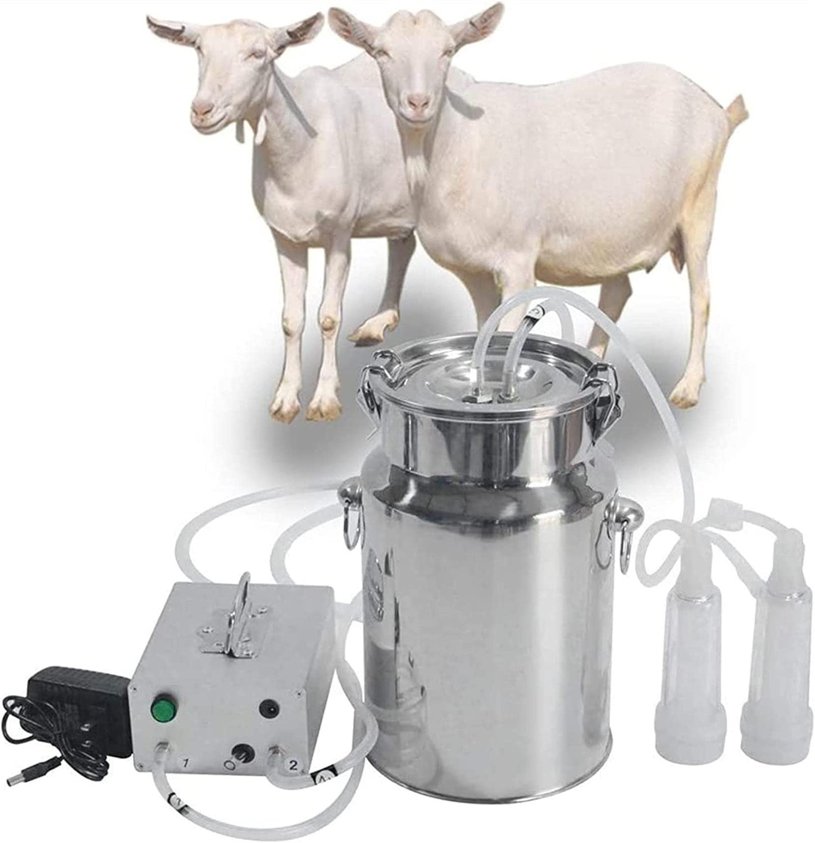 TEmkin Ordeñadora De Vacas Ordeñadora Eléctrica De 14L,Máquina De Ordeño con Bomba De Succión por Pulsación De Vacío,para Equipos De Ordeño De Ganado De Carne De Granja O Familia