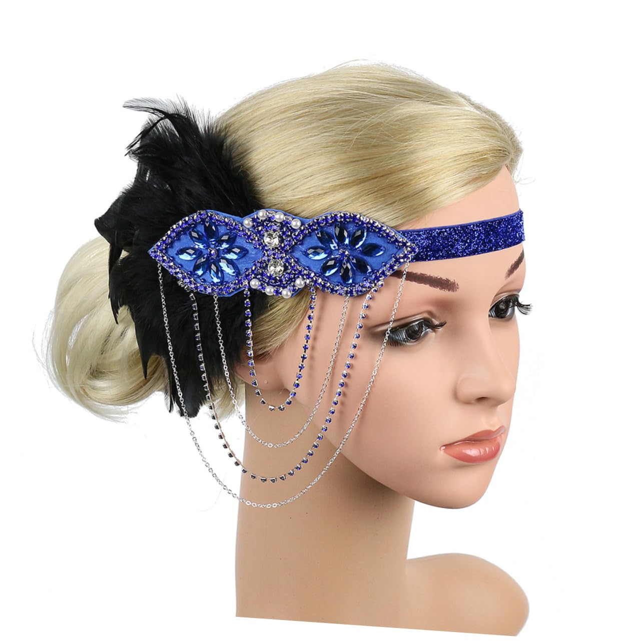 minkissy 2piezas Diadema De Cadena Borlas Para Mujer Accesorio Elegante De Fiesta y Fotografía Color Azul