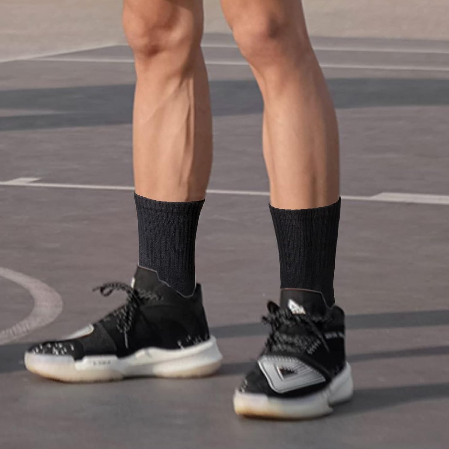 YUEDGE Men's Everyday Work Athletic Cushioned Crew Socks For Men Moisture Wicking Mens Socks Breathable Casual Cotton Socks - Image 3