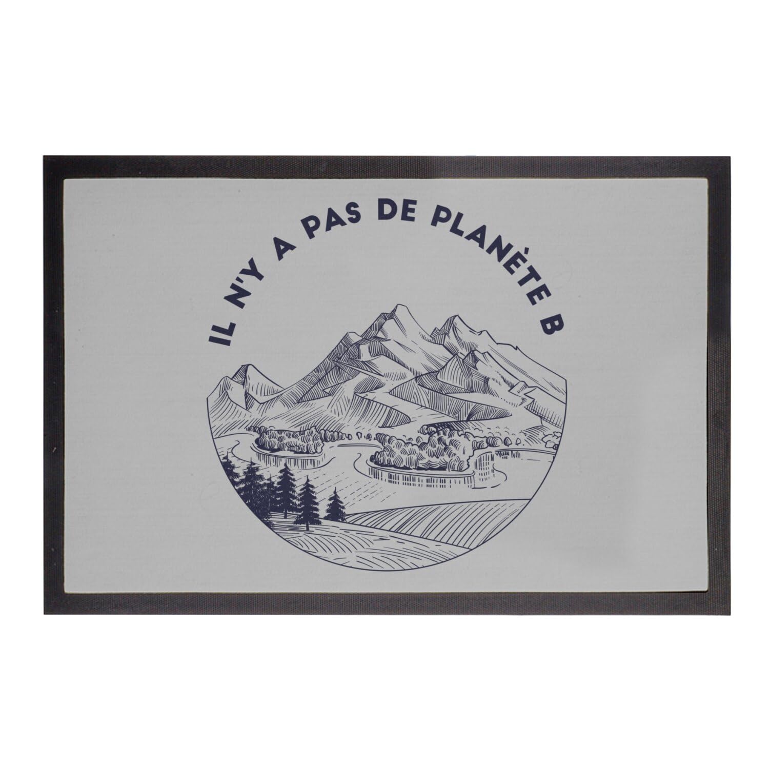 Paillasson Gris planète B tapis d'entrée engagé biodiversité environnement 60x40