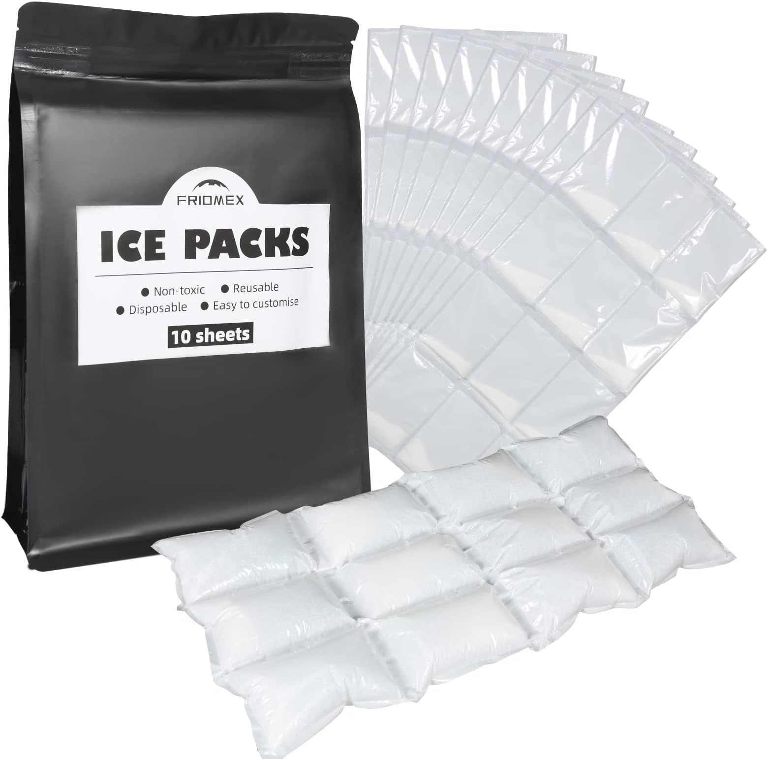 Friomex Dry Ice Packs for Shipping - Keep Your Frozen Items Fresh with Disposable Ice Packs for Food and Coolers - Perfect for Shipping Frozen Food in a Box - Convenient Dry Ice Delivery 120 Packs