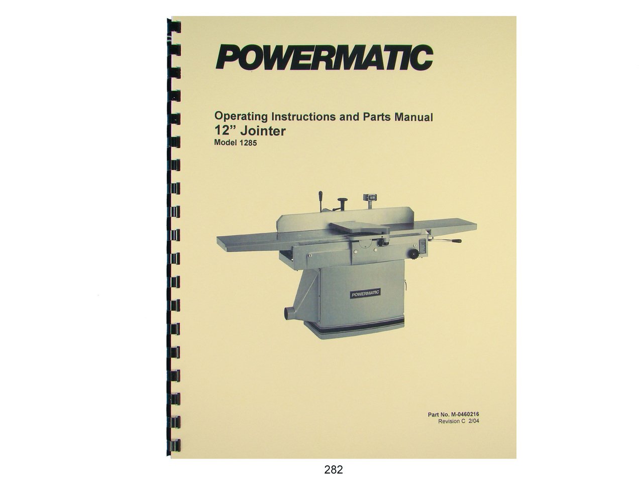 Powermatic Model 1285 12" Jointer Instruction & Parts Manual