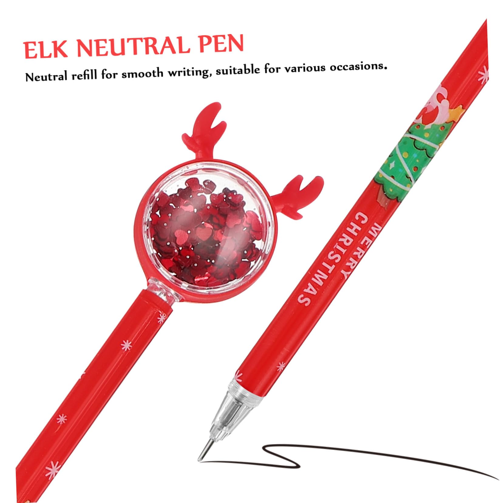 36 Pièces Stylos Gel Noël avec Topper Renne Pailleté Stylos Encre Gel Multicolores Rouges Verts Marrons pour Bureau et Festive