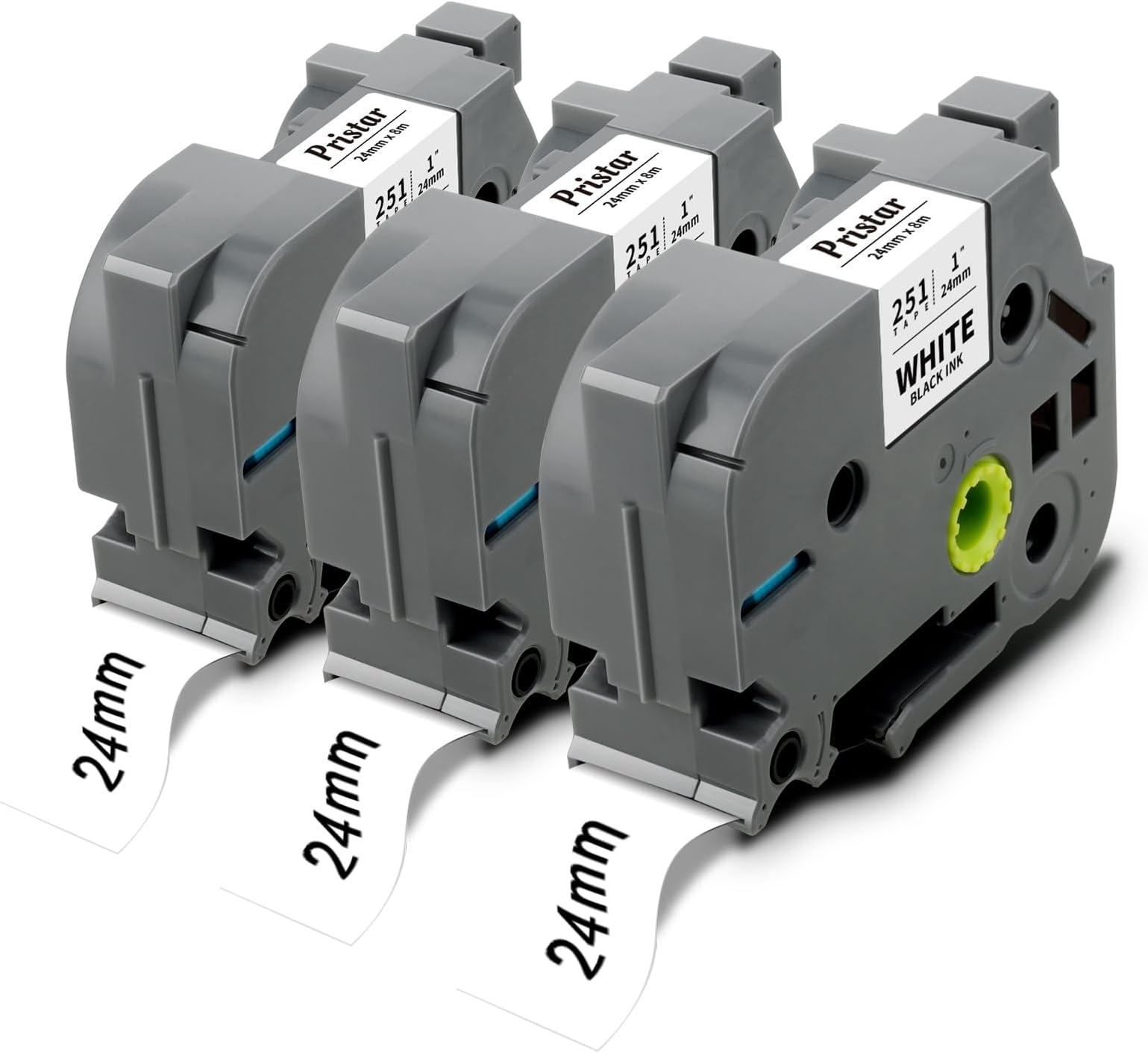 Cinta De Etiquetas Compatible Brother TZe-251 24mm - 5 Rollos Negro Sobre Blanco, Laminados Y Resistentes
