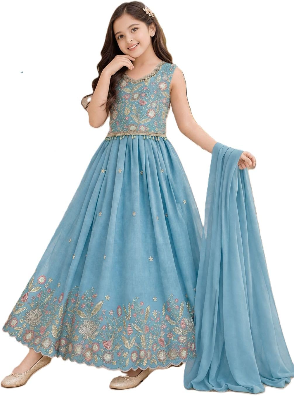 Traditional Indian Ethnic Girls Lehenga Choli Set, Georgette Fabric, Embrodiery Work