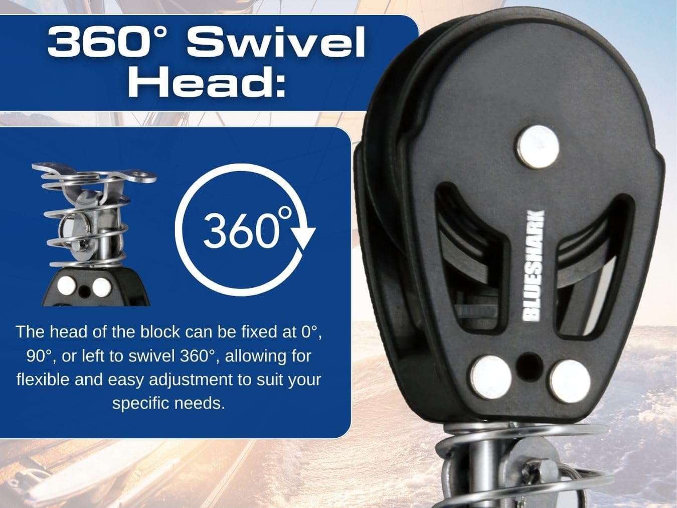 BLUESHARK 38mm Aluminum Sailing Blocks Choose Style and Quantity
