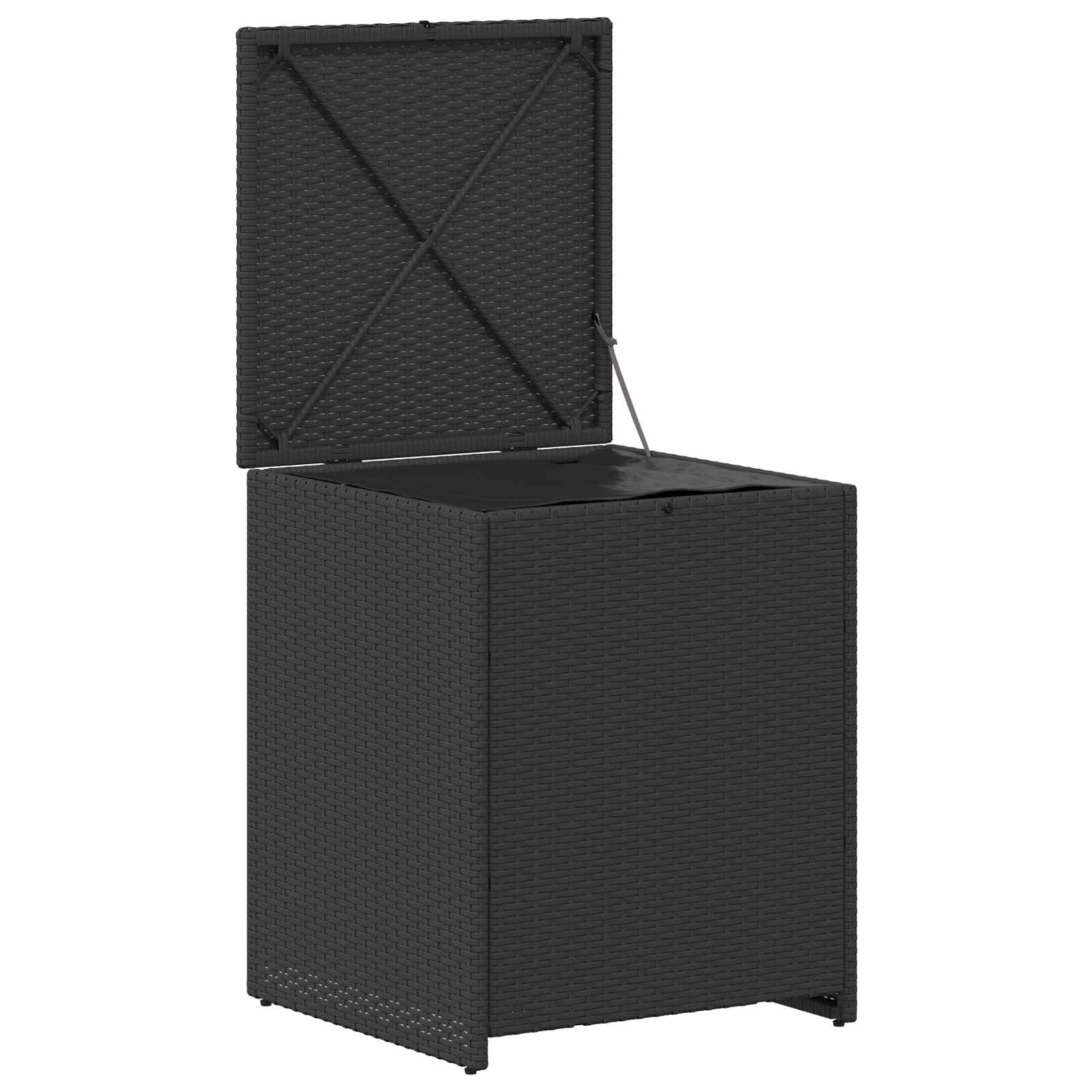 vidaXL Kissenbox 55 x 55 x 69 cm Stahl, Aufbewahrung für das Wohnzimmer, rechteckige Outdoor-Truhe, wetterfest für Kissen, Rattan-Einheit für Gartenmöbel