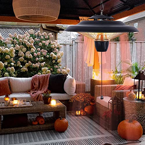 Outdoor Heaters For Patio Electric, 1500W Hanging Outdoor Patio Heater, Infrared Heater Outdoor With 2 Adjustable Mode, Outside Heater Porch Heater Garage Heater, Ip34 Waterproof #TOP5