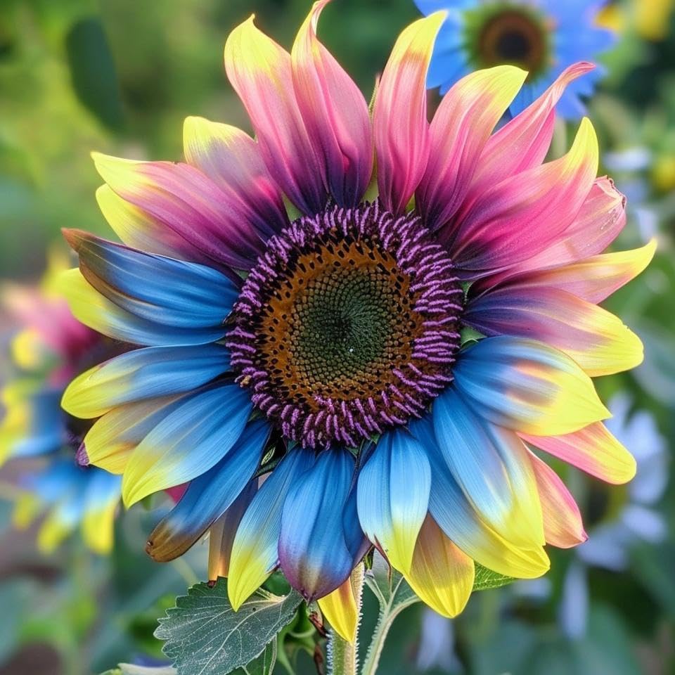 480+ Rare Sunflower Seeds - Red Purple Blue Black-Centered Charcoal Teddy Bear & Smiley - Non-GMO High Germination & Pollinator Friendly - Ideal for Outdoor Gardens Containers & Borders