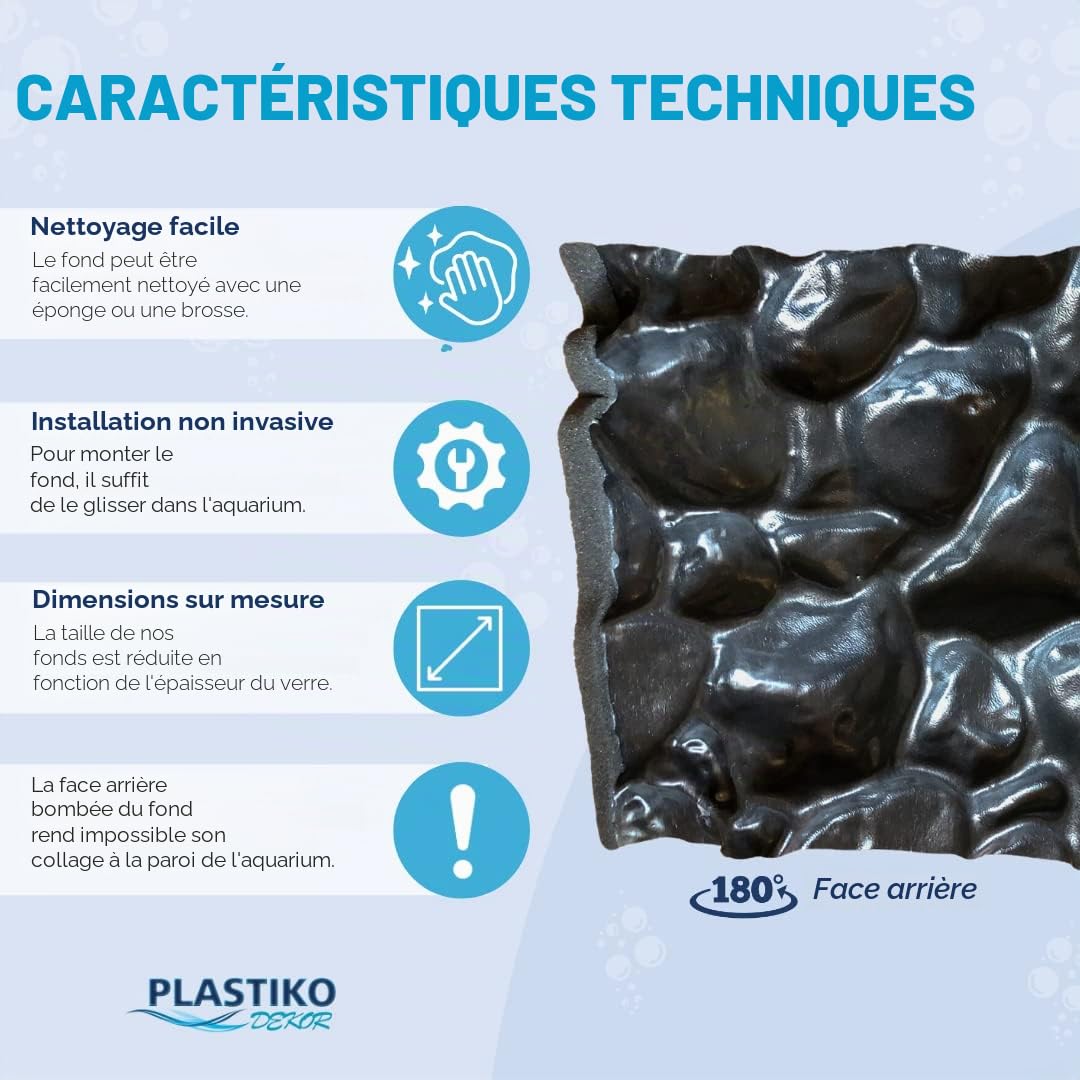 PLASTIKO - Fond d'aquarium I Paroi arrière de 80 x 40 cm I Facile à monter et à nettoyer I Pas de collage nécessaire I Sans danger pour les animaux I Gris avec motif racine d'arbre