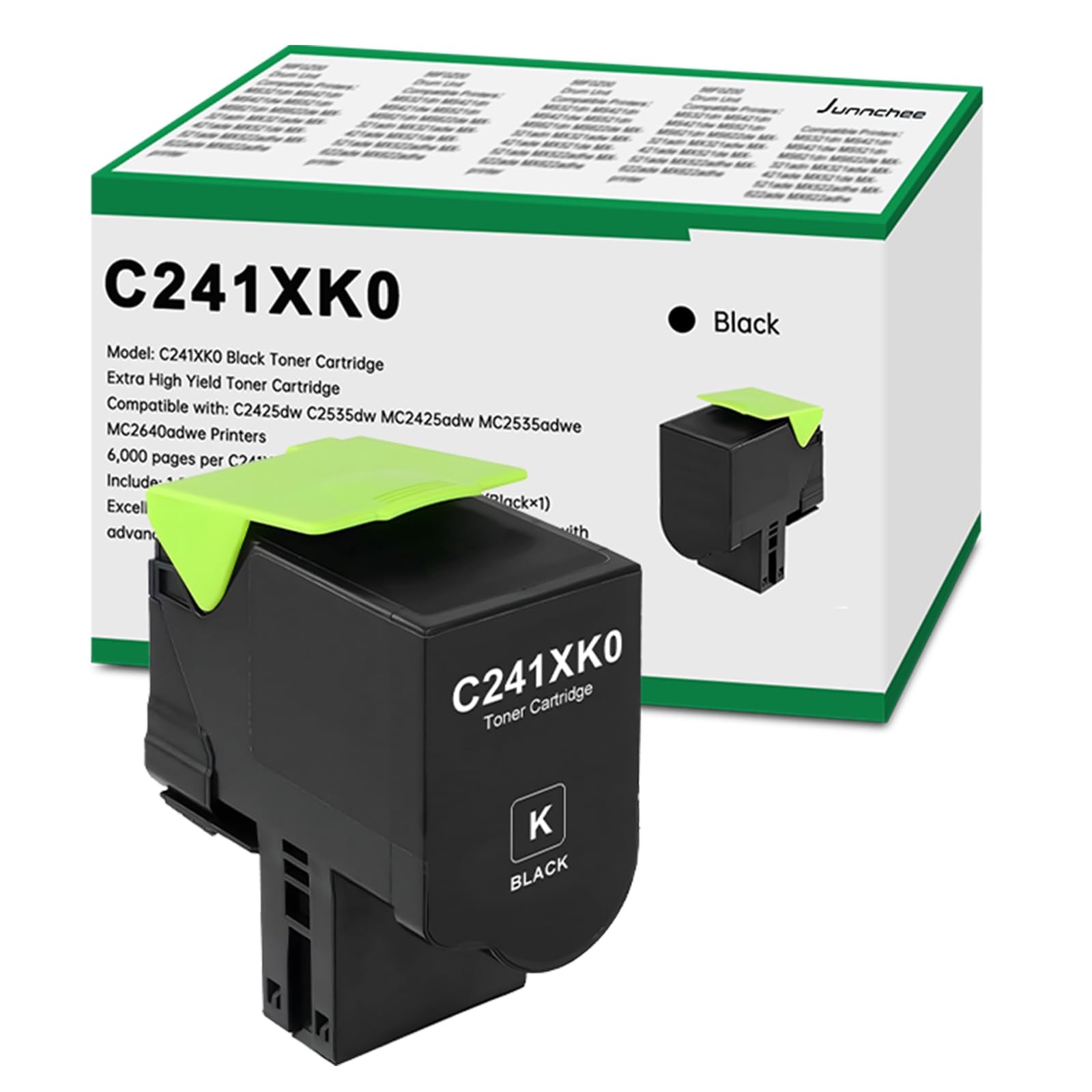 Junnchee Remanufactured C241XK0 Black Extra High Yield Toner Cartridge Replacement for Lexmark C241XK0 for C2425 C2535 MC2425 MC2535 MC2640 Printer