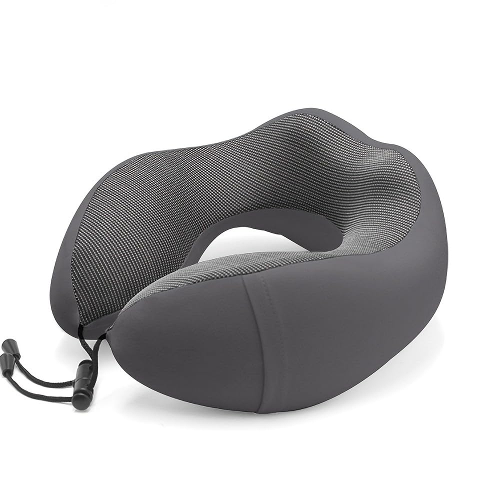 Almohada de cuello de espuma viscoelástica para viajes y dormir, portátil y cómoda para uso en avión y coche