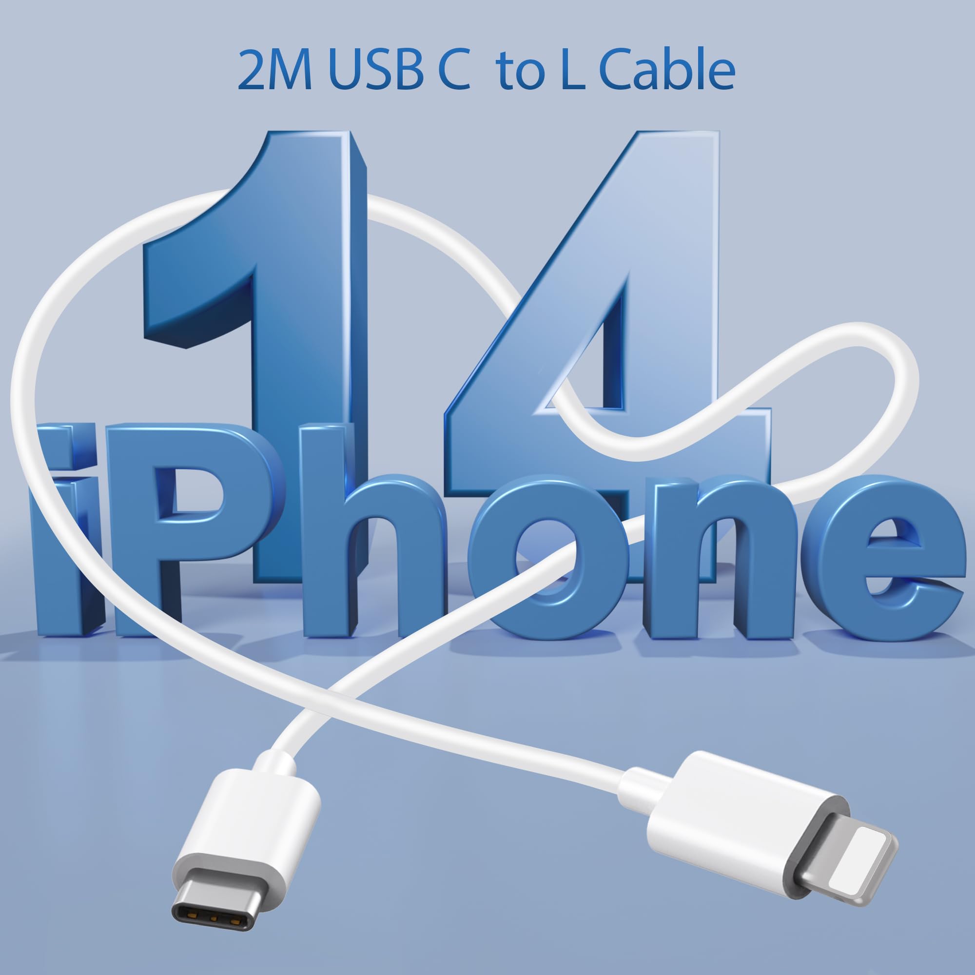 30W Charger Oplader Snellader voor iPhone 14/13/12/11 Pro Max Plus Mini, XS XR X 8 7 6 5, iPad, AirPods, 2-Poorts USB C en USB A-Stekker PD 3.0 Voeding met 2 m Kabel (4 Stuks