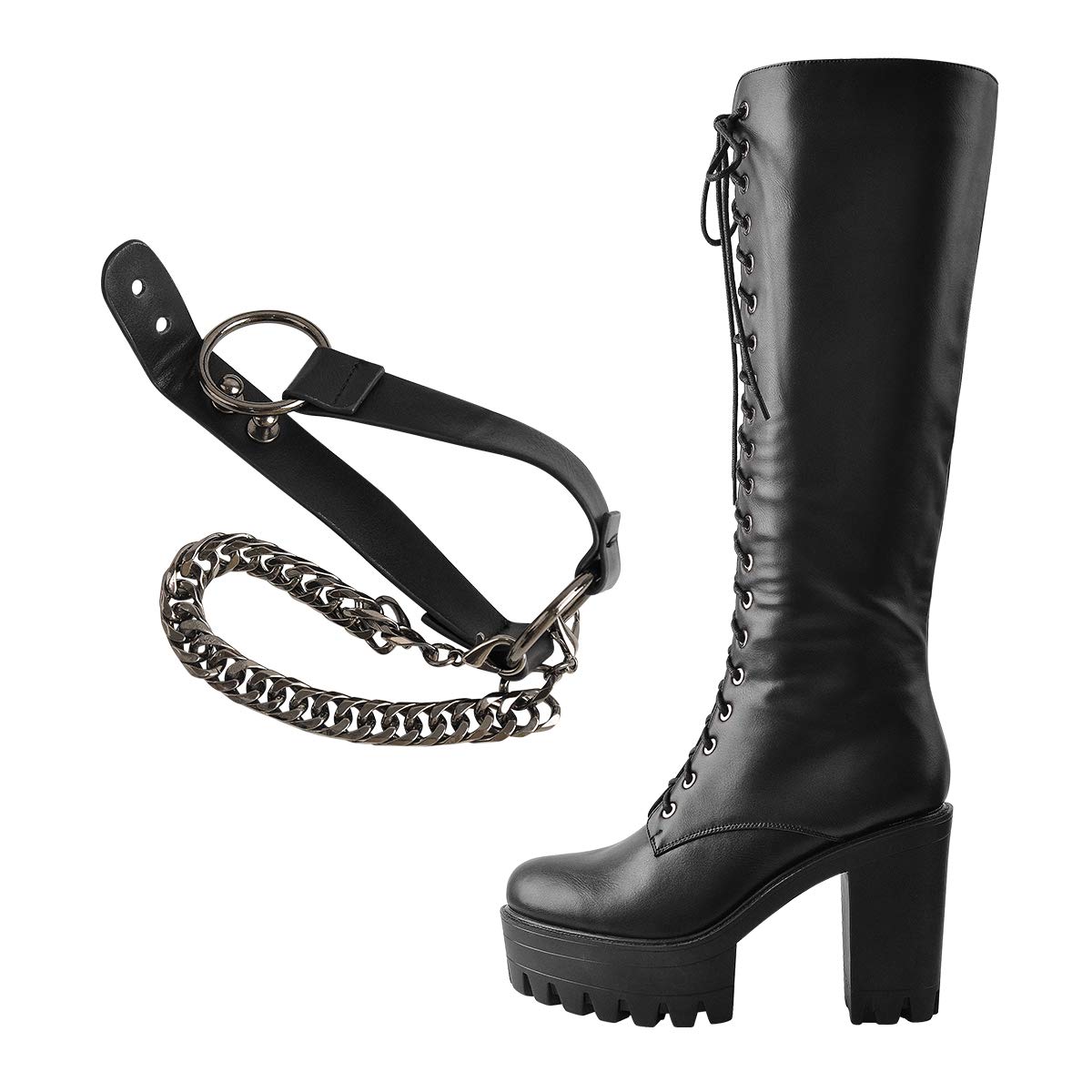 Only maker Damen Langschaft Stiefel Plateau Schuhe Cool Schwarz