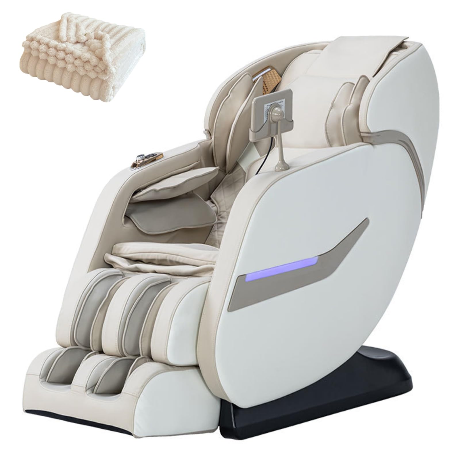 Fauteuil De Massage 4D, Massage Complet Du Corps, Système SL-track, Design Capsule, Adapté Aux Salons Et Aux Bureaux(Bianco)