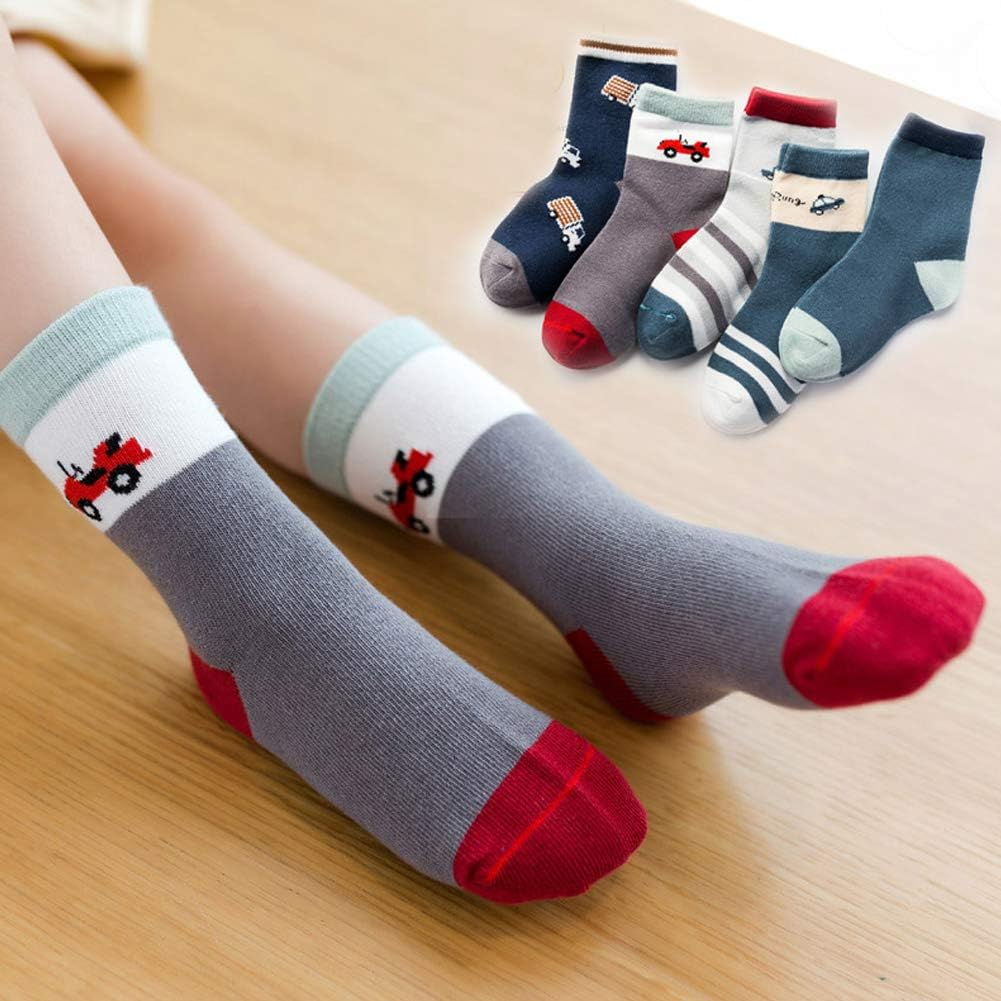 Zumou Toddler Kids Little Boys Fashion Cotton Crew Socks 5/10 Pack 5-7 Years Colorful image 3 of 5 B07J36FGDG