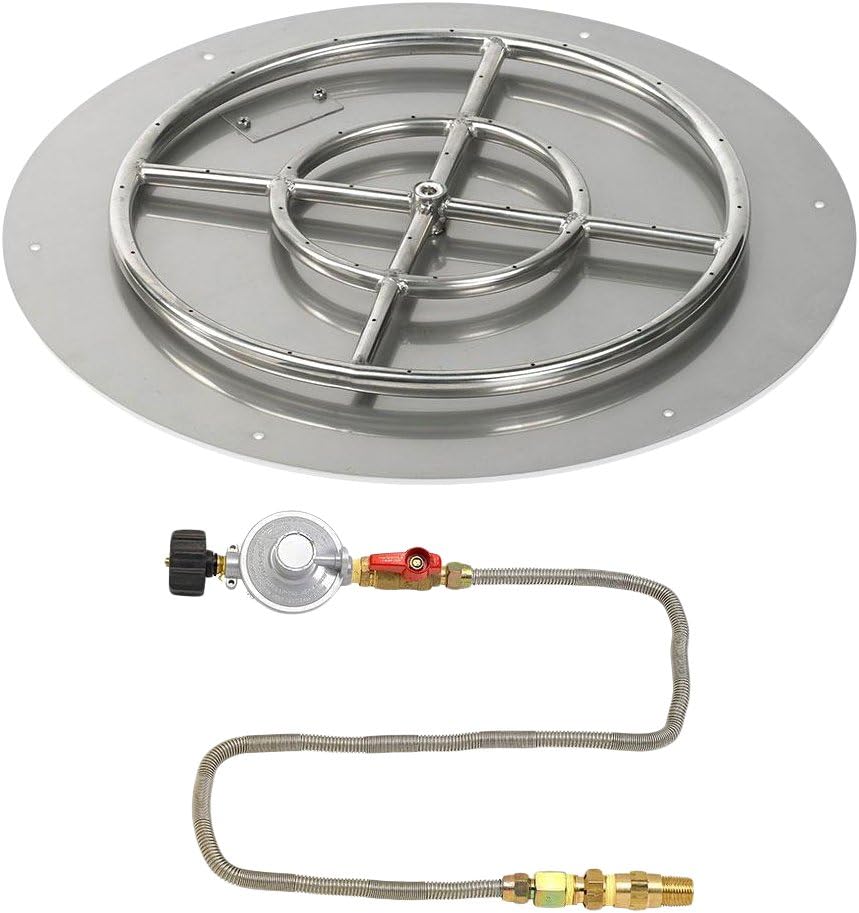 American Fireglass Round Stainless Steel Flat Pan with Match Light Kit