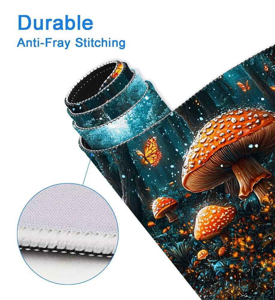 Podkładka pod mysz do gier, duża podkładka pod mysz XXL 1200 x 600 x 3 mm z krajobrazem pod ręką ze zszytymi krawędziami, podkładka pod mysz do gier XXL grzyb wodoodporna antypoślizgowa do akcesoriów