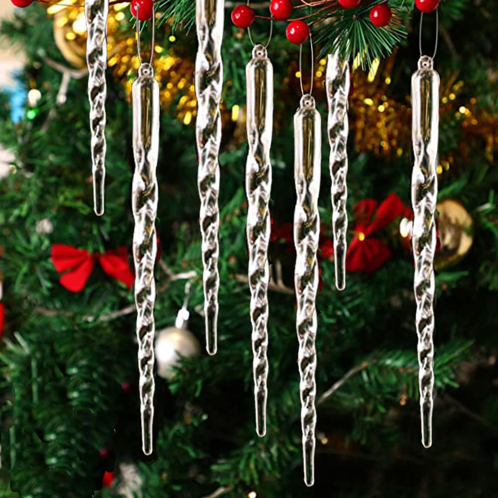 42 Glaçons Suspendus En Acrylique Transparent – Stalactites De Noël Scintillantes Pour Sapin, Fenêtre Et Décorations Festives