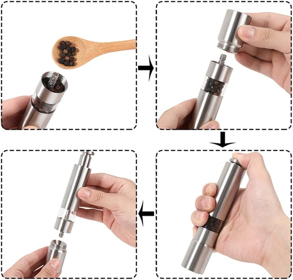 Manual Pepper Mill Salt Shakers Thumb Push -handed Grinder Stainless Steel Spice Sauce Grinders Stick Kitchen Tools