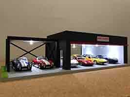 ミニカー専用ジオラマ：1/43 ショールームⅢ／1階＆2階LED照明付／NEW！ ミニカー専用ジオラマ：1/64＆1/43 ショールームⅢ（スケルトン