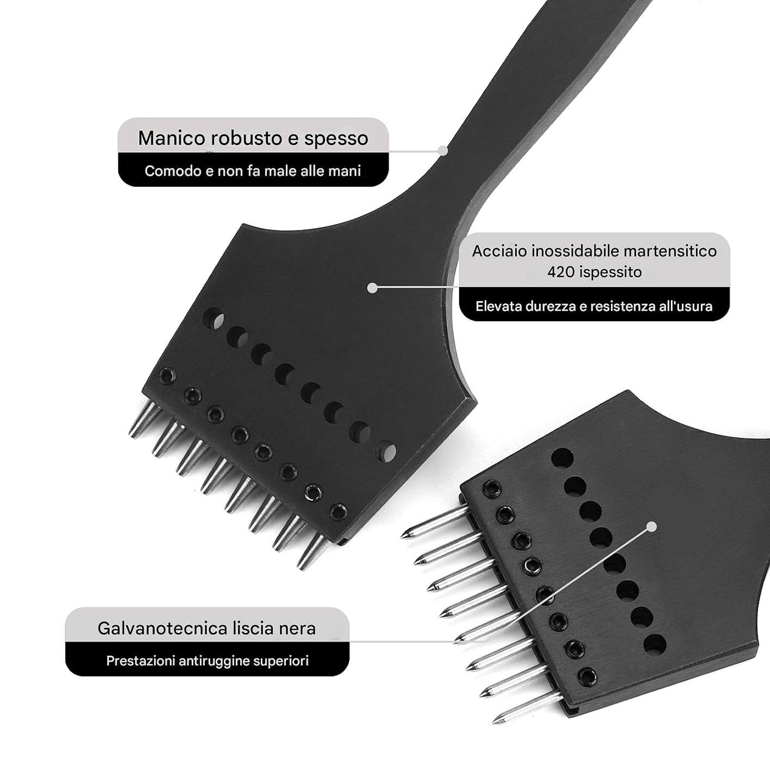 WUTA Set di punzoni per pelle, 3ª generazione Professionale Set di punzoni per pelle, inserti intercambiabili per diamante, olive, fori rotondi (4mm-2+4+8)