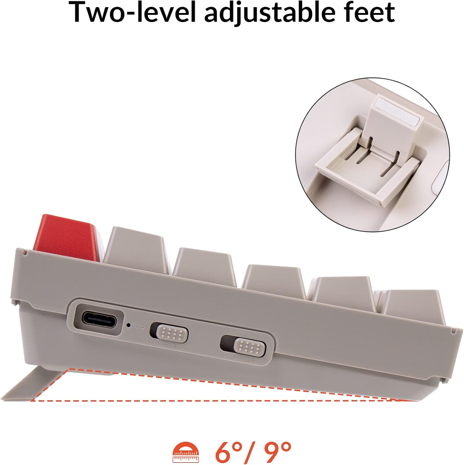 Keychron K2 75% Layout Bluetooth Wireless/USB Wired Mechanical Gaming Keyboard Mechanical Red Switch, Compact 84 Keys Computer Keyboard for Mac & Windows