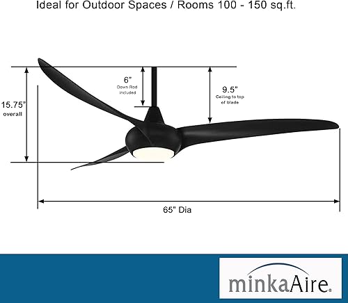 Miniatura 10 de MINKA-AIRE Ventilador de techo F848-DRF Light Wave de 65" con luz LED y control remoto en acabado de madera flotante