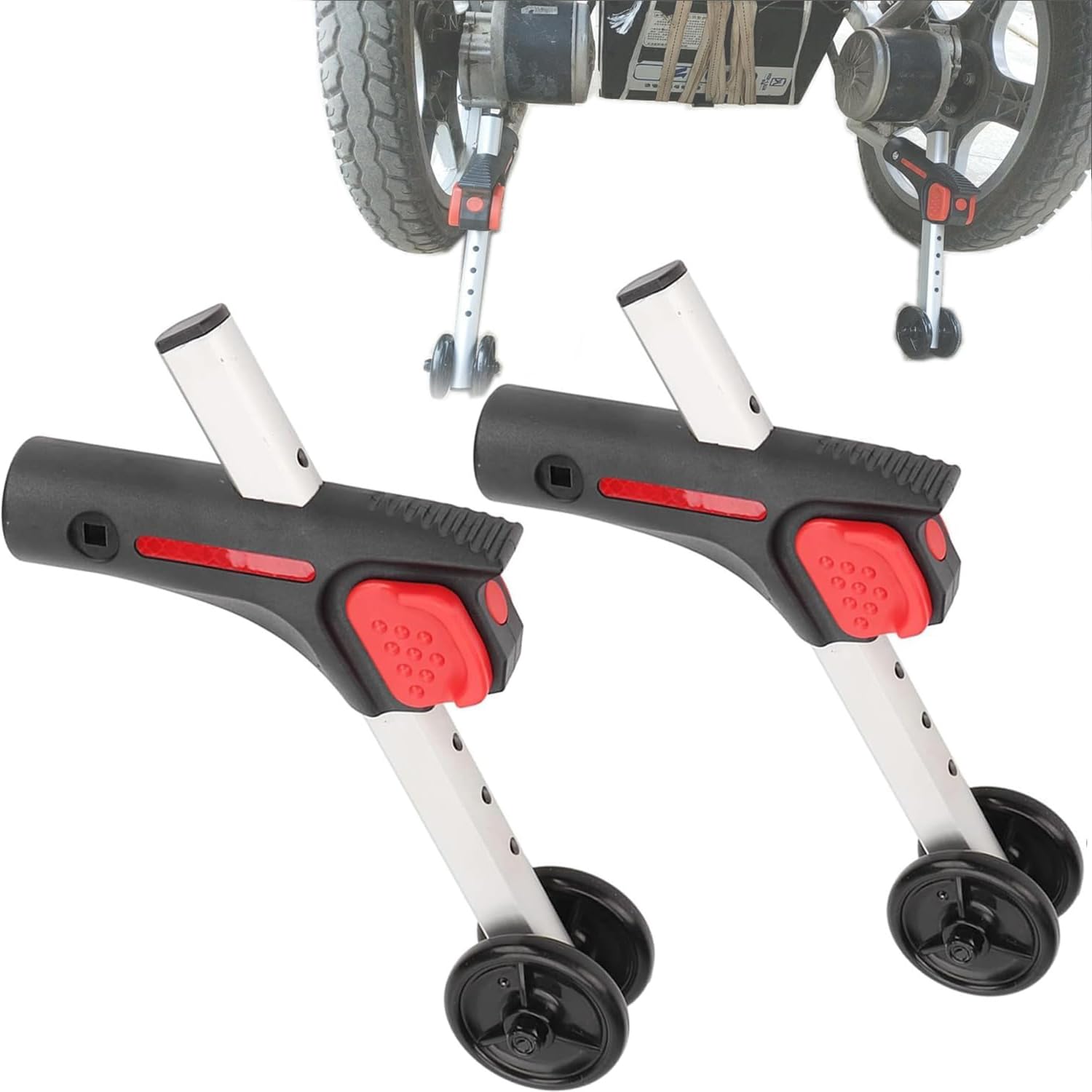 Soporte antivuelco para silla de ruedas, rueda de soporte antivuelco de altura ajustable de 5 niveles, material de aleación de aluminio duradero para asistencia de movilidad de discapacitados