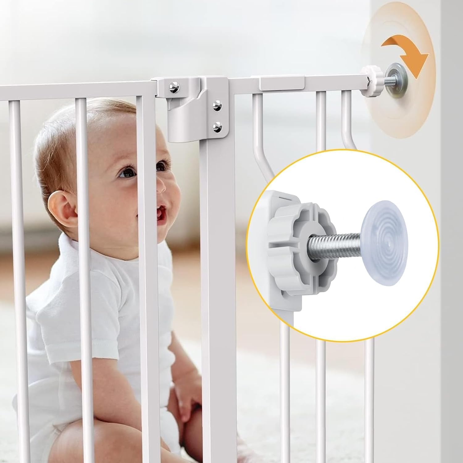 8 x Verlängerungsstangen-Set für Babygitter, 4 x Wandschutzpolster für Babygitter, mit 4 Kompressionsbolzen, Teleskopstück zum Schutz von Babys, Haustieren, Installation von Sicherheitsgittern