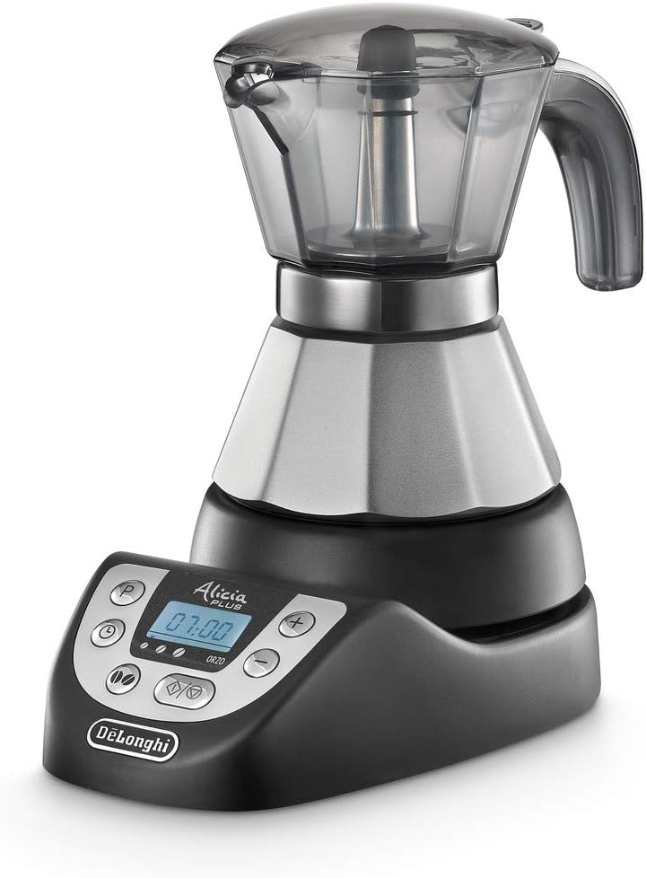 DeLonghi Alicia PLUS EMKP21.B Caffettiera Moka Elettrica 1-2 Tazze, Caffè caldo per 30 minuti, Spegnimento automatico, Risparmio energetico, Facile da usare e da pulire, Nero/Argento DeLonghi Alicia PLUS EMKP21.B Caffettiera Moka Elettrica 1-2 Tazze, Caffè caldo per 30 minuti, Spegnimento automatico, Risparmio energetico, Facile da usare e da pulire, Nero/Argento