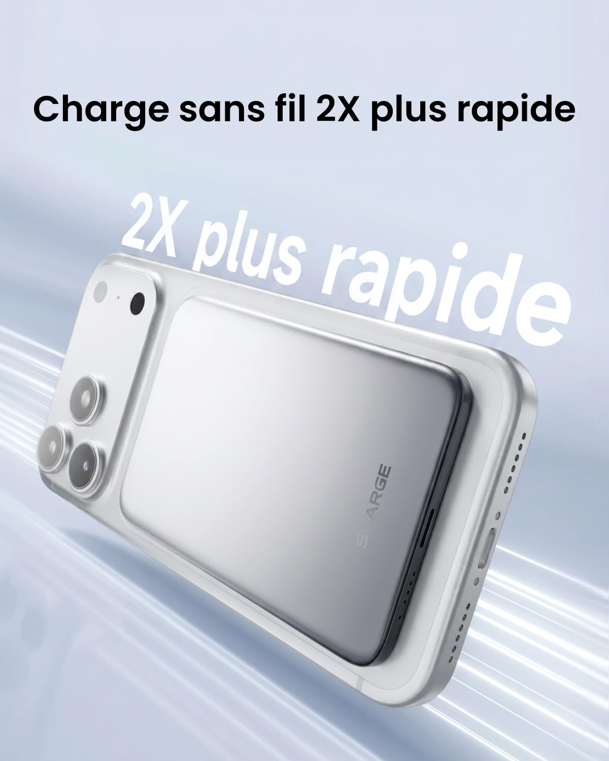 SHARGE Qi2 15W Batterie Externe pour Magsafe Ultra Slim Power Bank 5000mAh