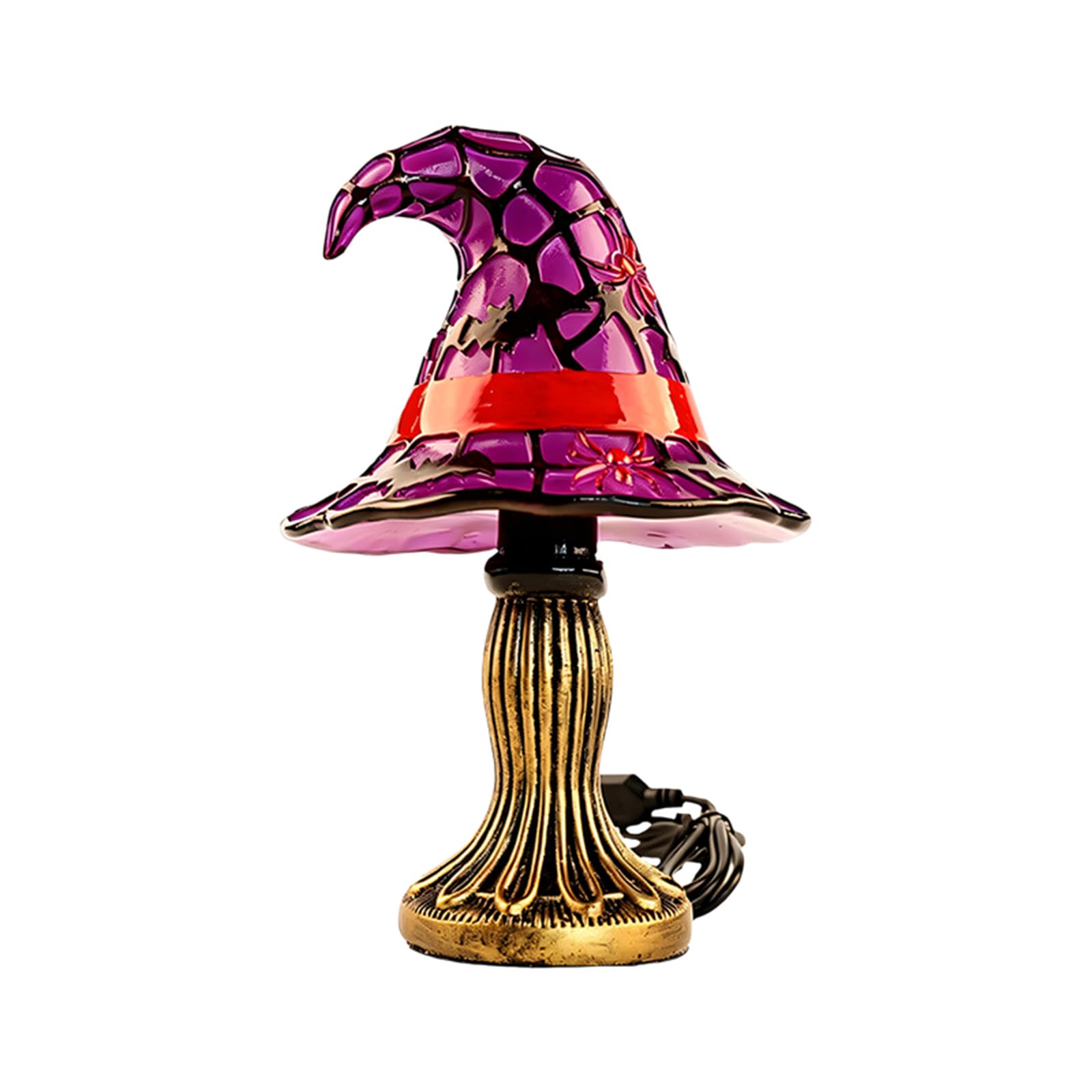 Drtlpmb Purple1 Bedside Halloween Night Light, Usb Powered Witch Hat Resin Table Lamp With Warm Glow For Desk And Seasonal Decor Halloween Witch Hat Lamp Decorative Night Light Usb Table Seasonal Bedside Desk Decor