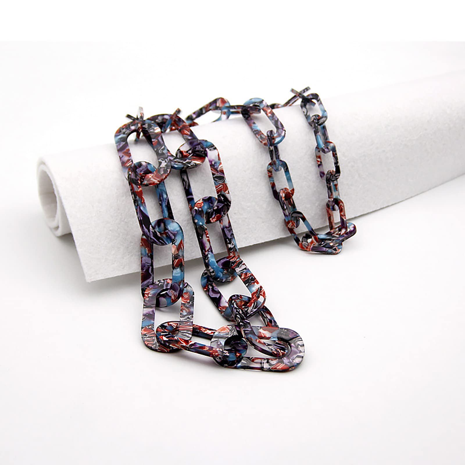 Collana lunga colorata a catena cubana in acrilico, da donna, versatile, alla moda, esagerata, alla moda, gioiello per ragazze bohémien