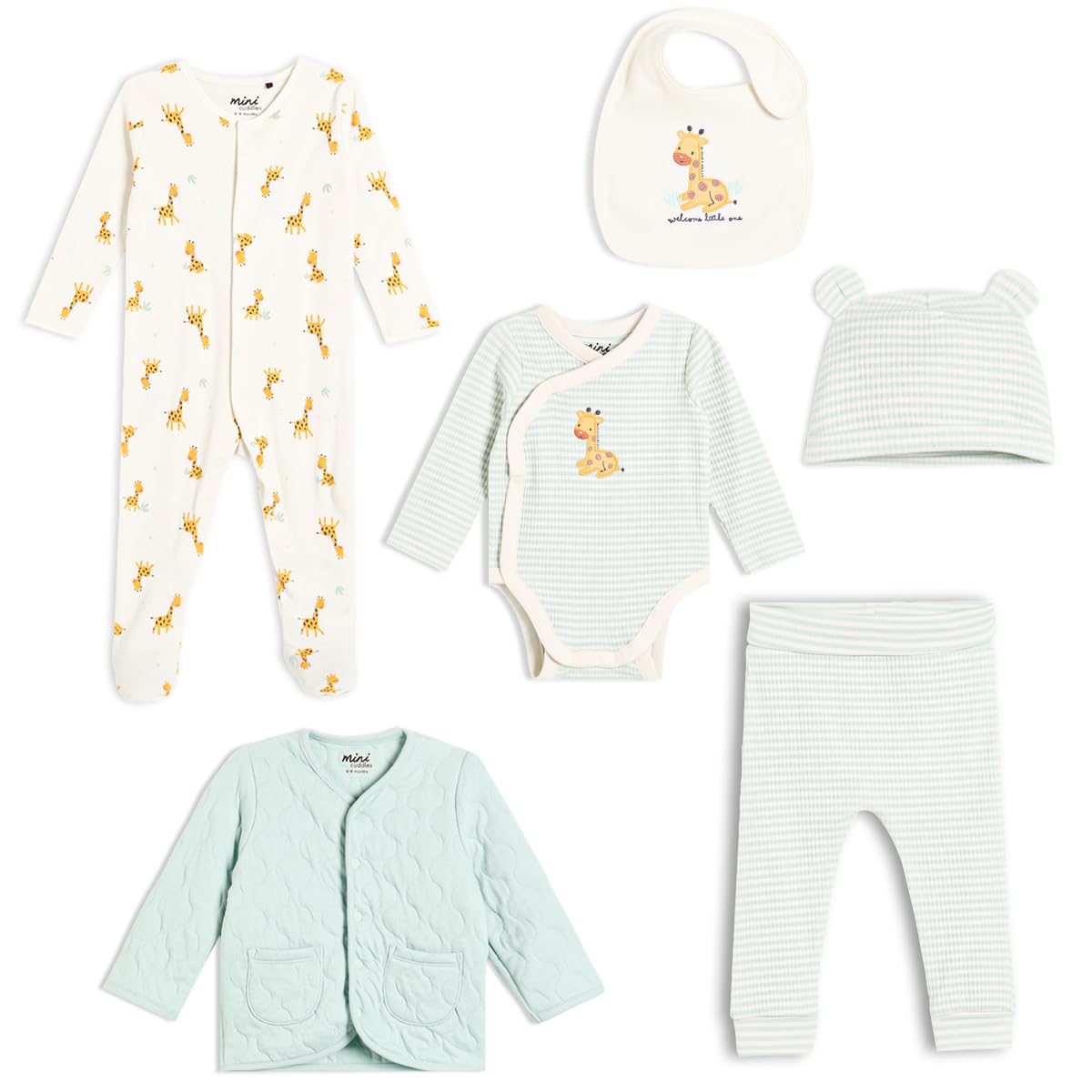 MINI CUDDLES Baby Unisex 6pk Essentials Gift Set, Multicolour (0-3M)