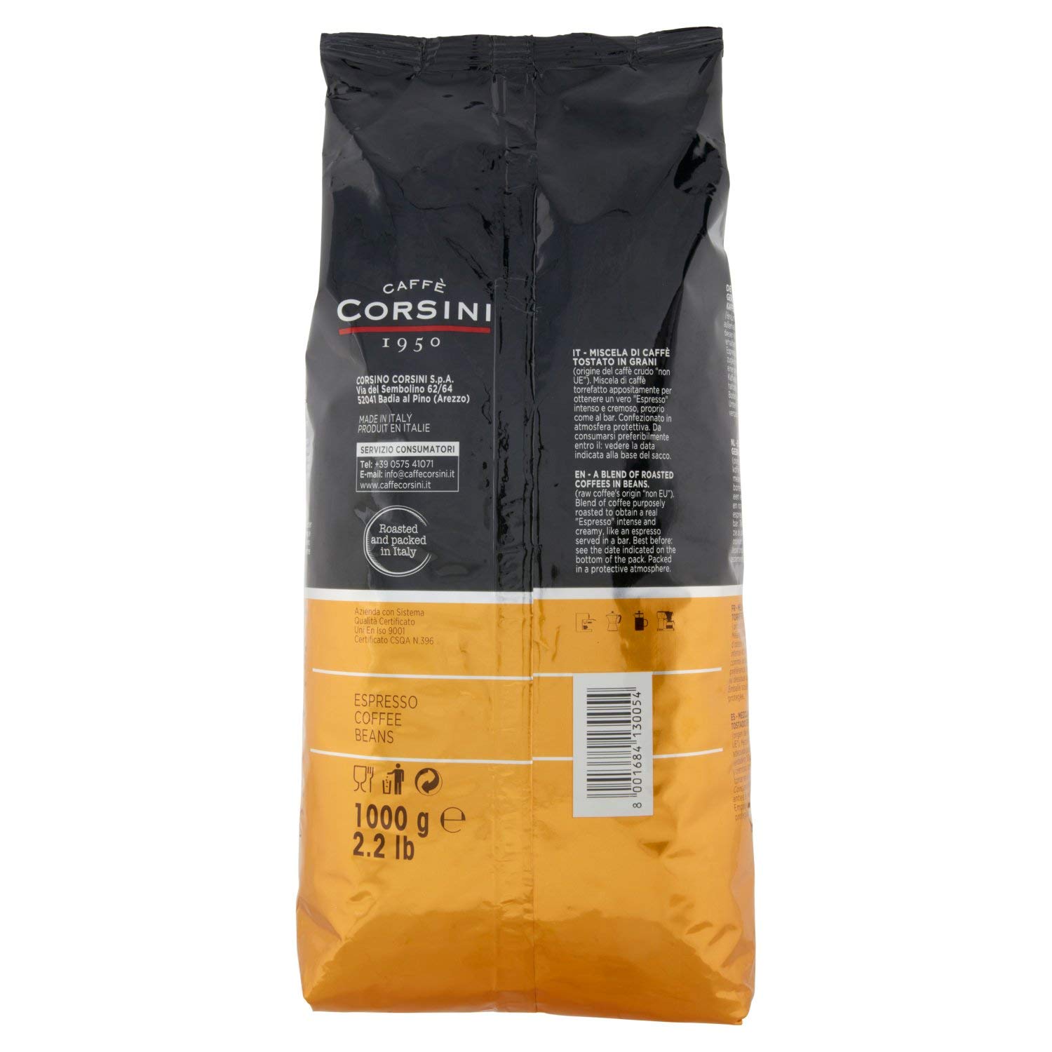 CAFFÈ CORSINI 1950 Kawa Ziarnista Espresso, Mieszanka o Intensywnym i Kremowym Smaku, 1 kg