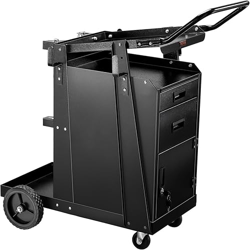 VEVOR Carro de soldadura de 2 niveles y 4 cajones, carrito de soldador con capacidad de peso estático de 265 libras, ruedas giratorias de 360,