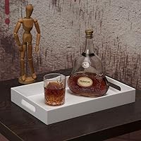 Vista 2 de Bandeja de servir de acrílico blanco brillante con asas resistentes - 10x15 pulgadas - Bandeja para servir café, aperitivos, desayuno, mayordomo