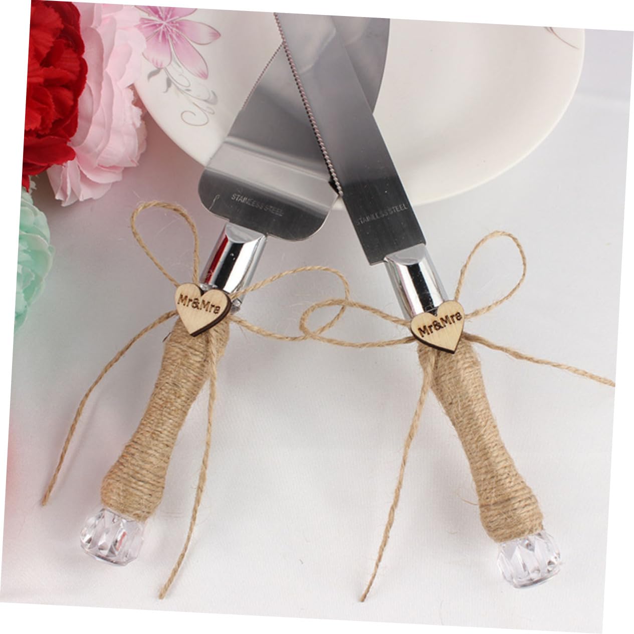 Garneck Stainless Steel Cake Knife Spatula Set Set of 2 Wedding Cake Cutters Shovel for Celebrations