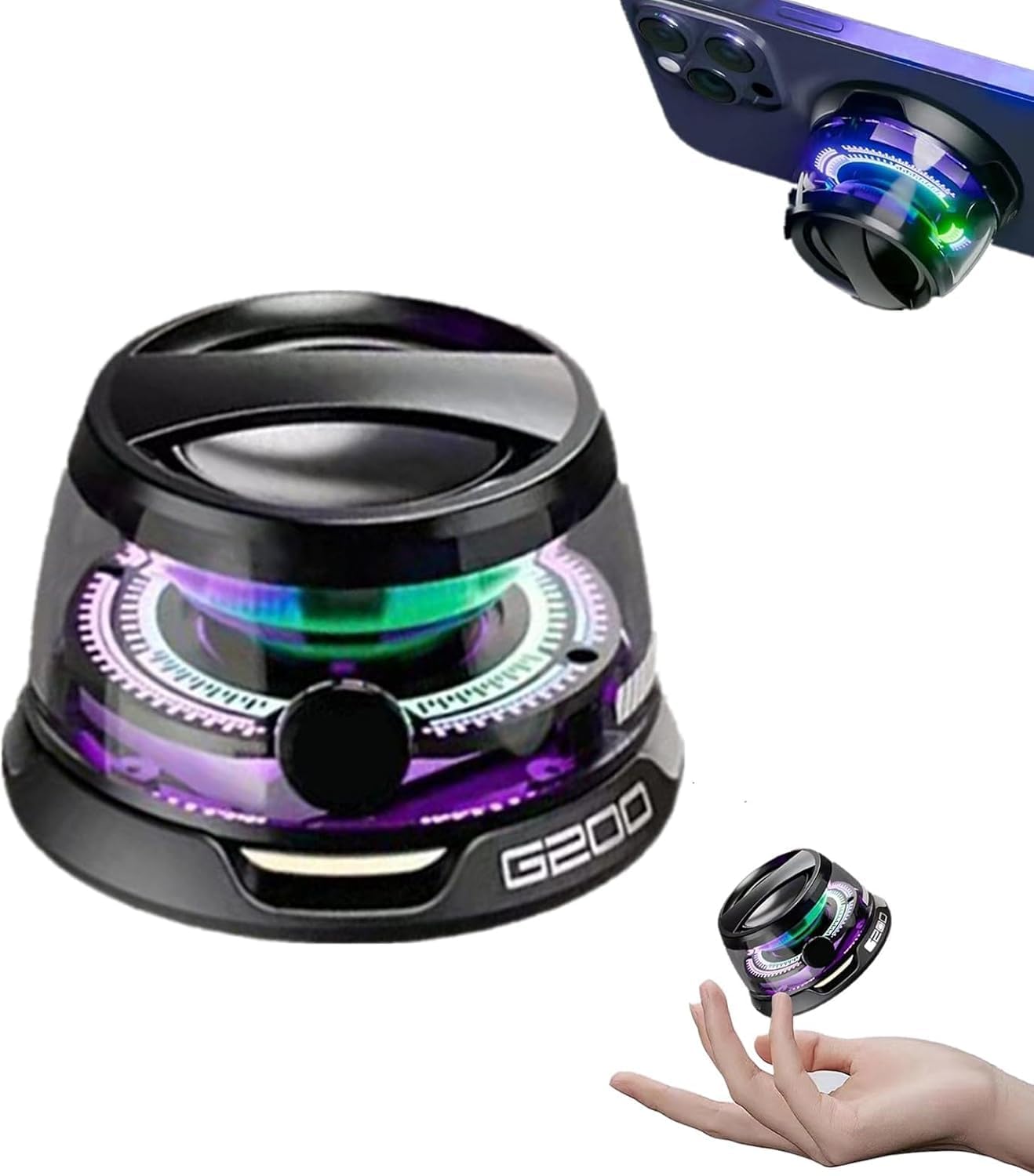G200 Magnetic Bluetooth Speaker with RGB Lights Portable Mini Wireless Speaker 3D Surround Sound Waterproof Pocket Size Multifunctional 2 in 1 Phone Stand & Speaker for iPhone, Android-picture-21