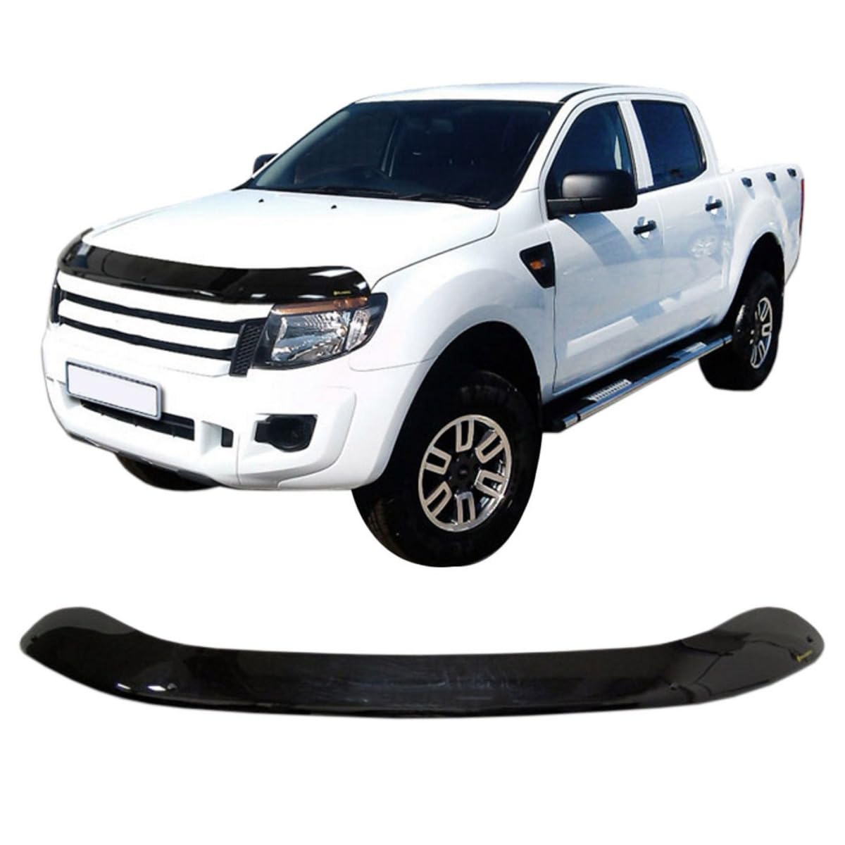 SCOUTT Deflettore Protezione Cofano per Ford Ranger Double Cab 2012-2015, Migliora l'Aerodinamica dell'Auto, e Spoiler, Nero