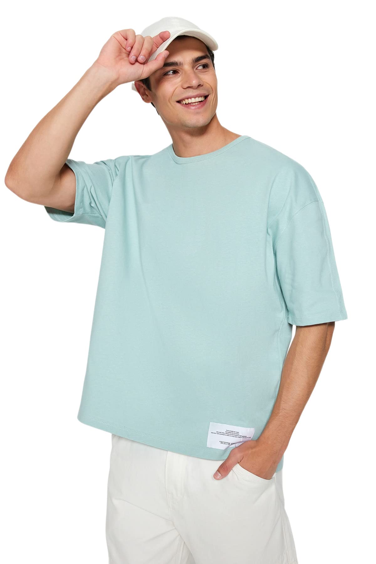 Trendyol Men's Man Relaxed Fit Basic Crew Neck Knit T-Shirt