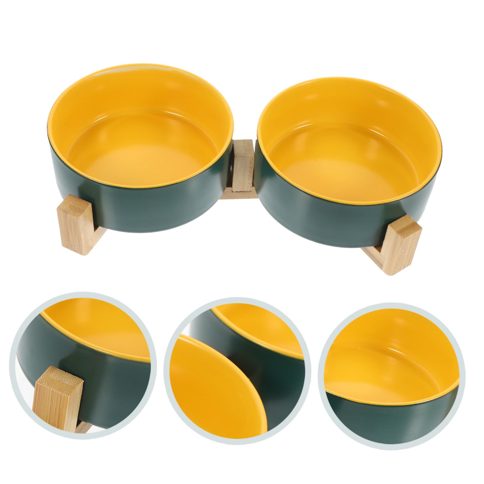 Erhöhte Keramik tiernäpfe mit Holzständer rutschfest Langlebig Glatte Oberfläche Praktisches Design für Katzen Hunde und Kleine Haustiere Vielseitig für Futter und Wasser