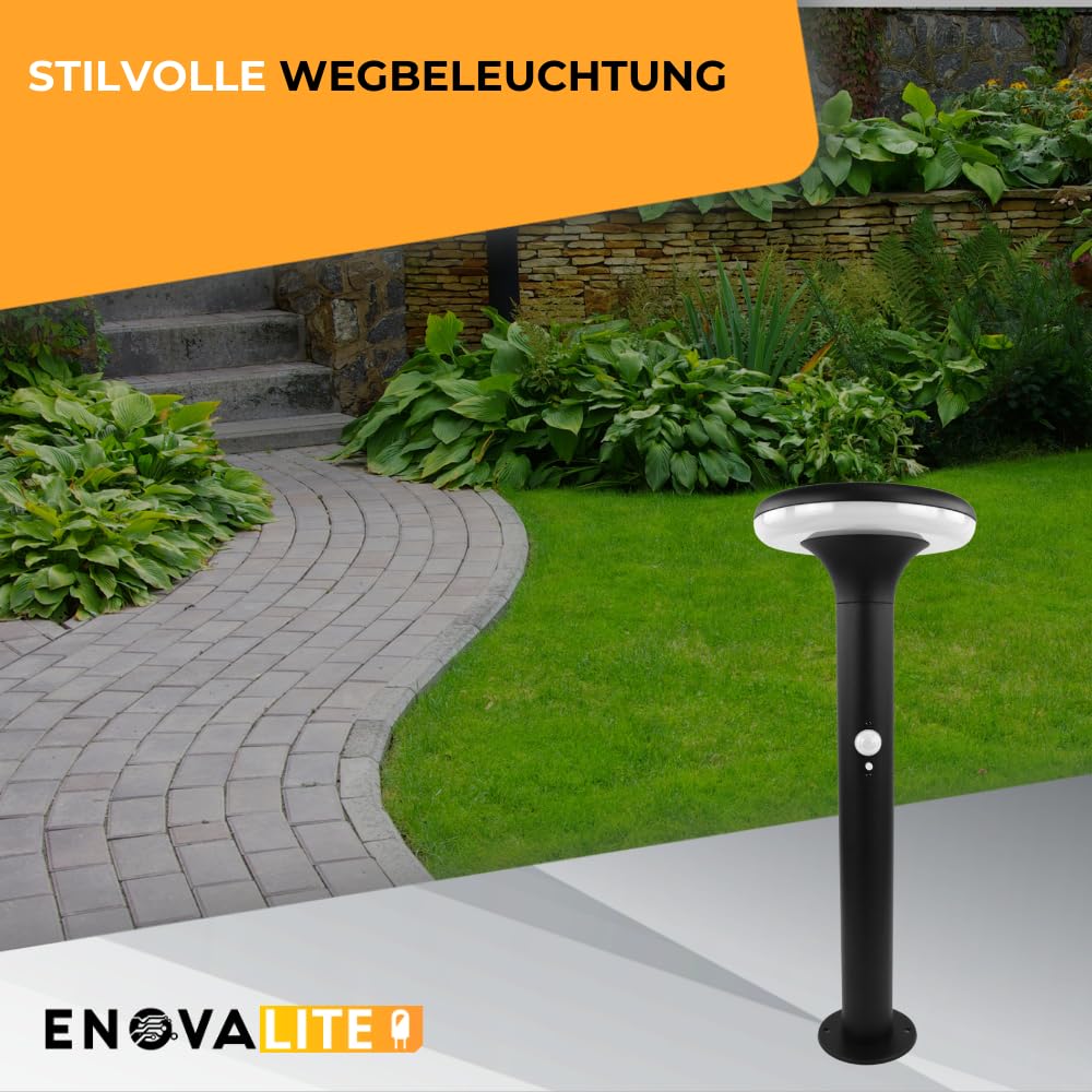 2er Set Solar Wegeleuchte mit Bewegungsmelder - 3 Lichtmodi - 3000K Warmweiß - IP54 wetterfest - Aluminium - runde LED Außenleuchte Pollerleuchte Garten Terrasse