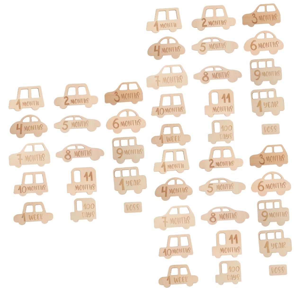 Hemobllo 45piezas Tarjetas De Madera para Mensuales De Niño Niña Pack De Accesorios Fotográficos y Decorativos para Niño Niña y Niñas Diseño Único y Seguro para Recién Nacidos