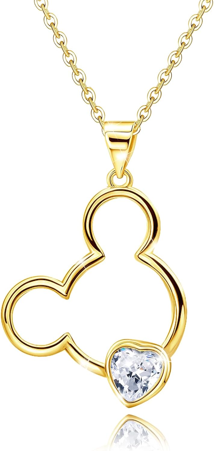 Mouse Necklace Cute Necklace for Girls Teen Women - Sterling Silver Hypoallergenic Cubic Zirconia Mouse Pendant Necklaces Adjustable Dainty Lovely Jewelry Adorable Gifts for Christmas Daughter