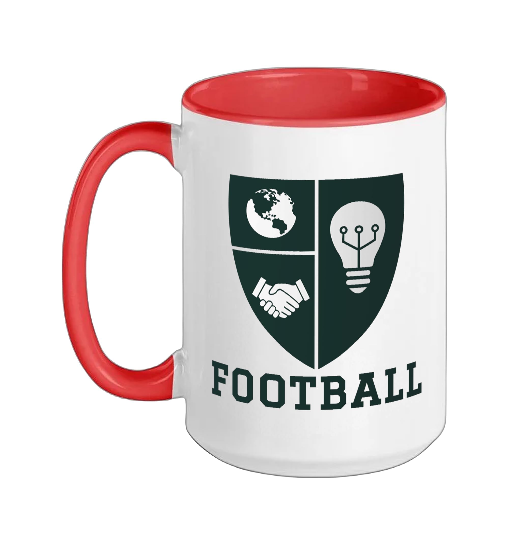 Mott Logo Football Ceramic Mug, Red/White, 15oz